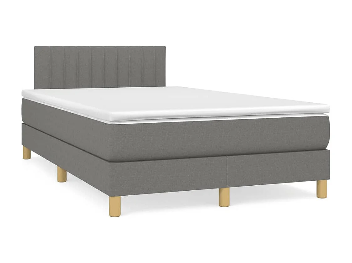 Sommier à lattes de lit avec matelas gris foncé 120x190 tissu