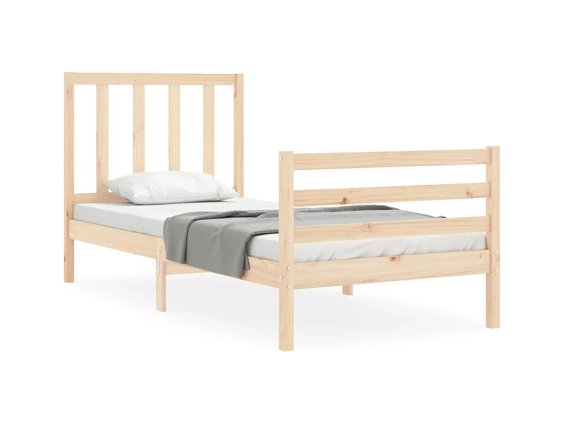 Cadre de lit avec tête de lit 90x200 bois massif