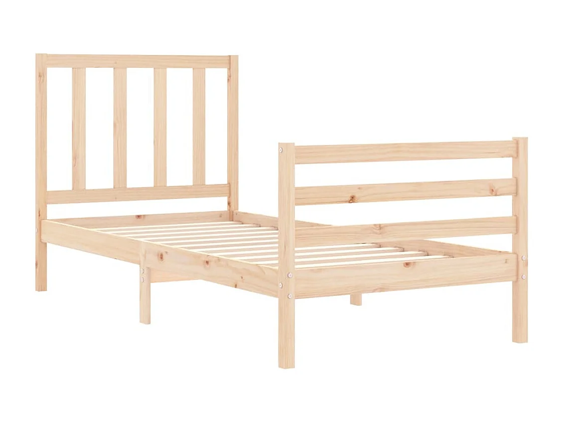 Cadre de lit avec tête de lit 90x200 bois massif