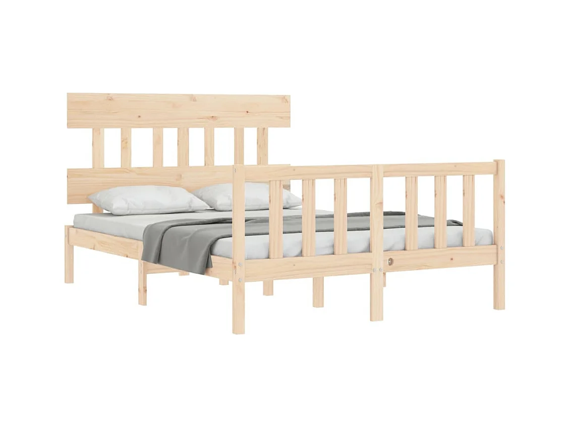 vidaXL Estructura de cama con cabecero madera maciza 140x190 cm Marrón