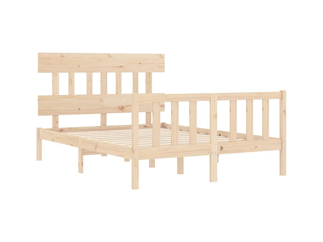 vidaXL Estructura de cama con cabecero madera maciza 140x190 cm Marrón