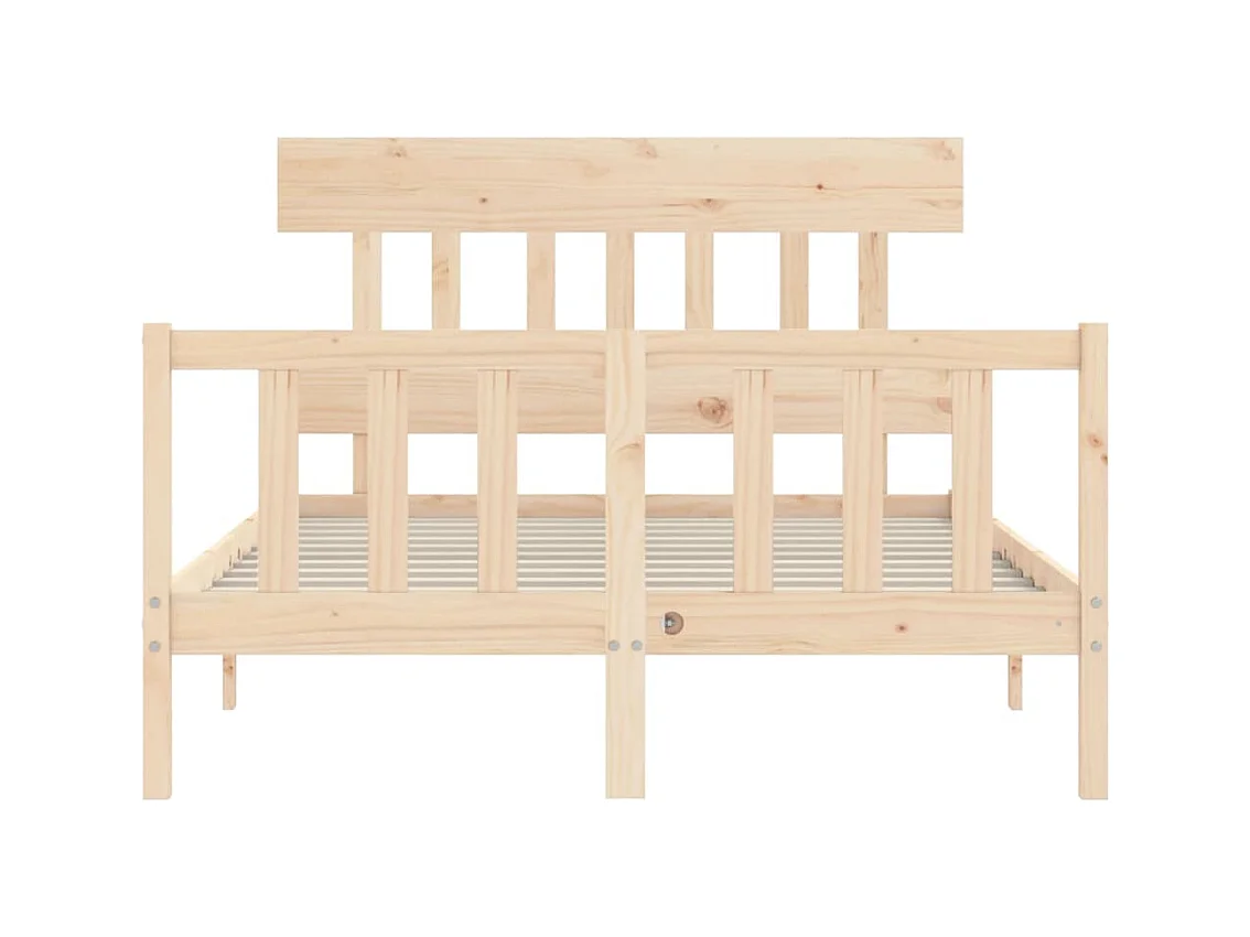 vidaXL Estructura de cama con cabecero madera maciza 140x190 cm Marrón