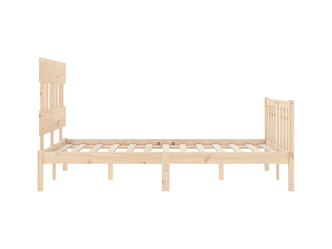 vidaXL Estructura de cama con cabecero madera maciza 140x190 cm Marrón