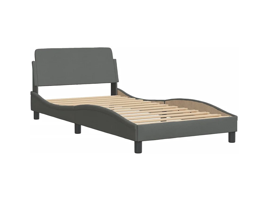 Cadre de lit avec lumières LED gris foncé 100x200 tissu
