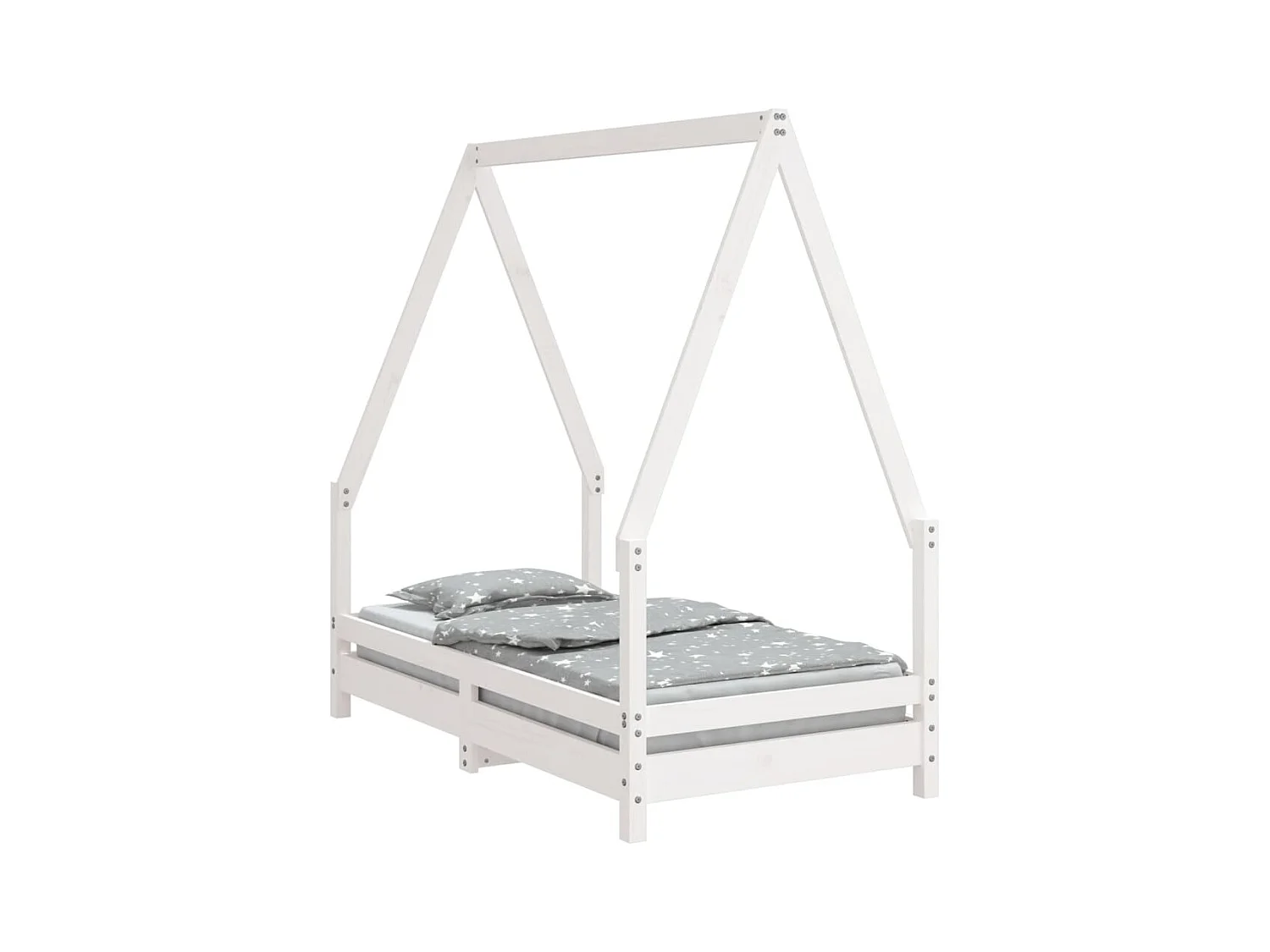 Cadre de lit pour enfant blanc 70x140 bois de pin massif