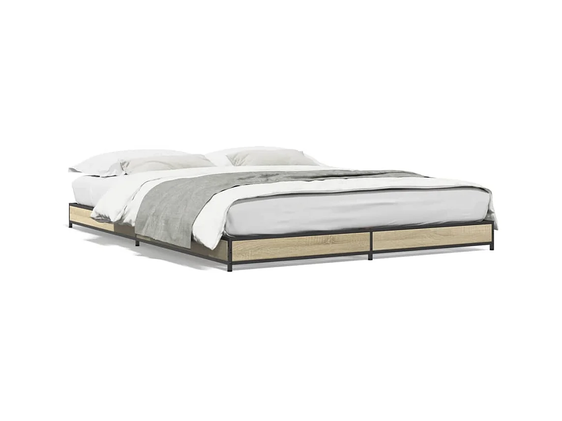 Cadre de lit chêne sonoma 120x200 bois d'ingénierie et métal