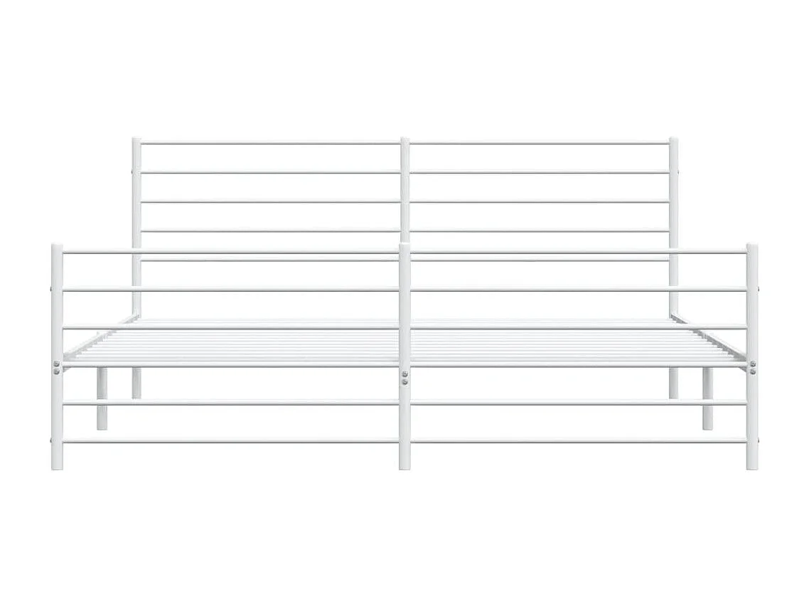 Cadre de lit métal avec tête de lit-pied de lit blanc 193x203