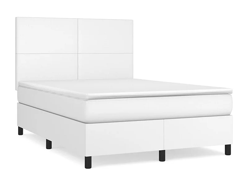 Sommier à lattes de lit avec matelas Blanc 140x190 Similicuir