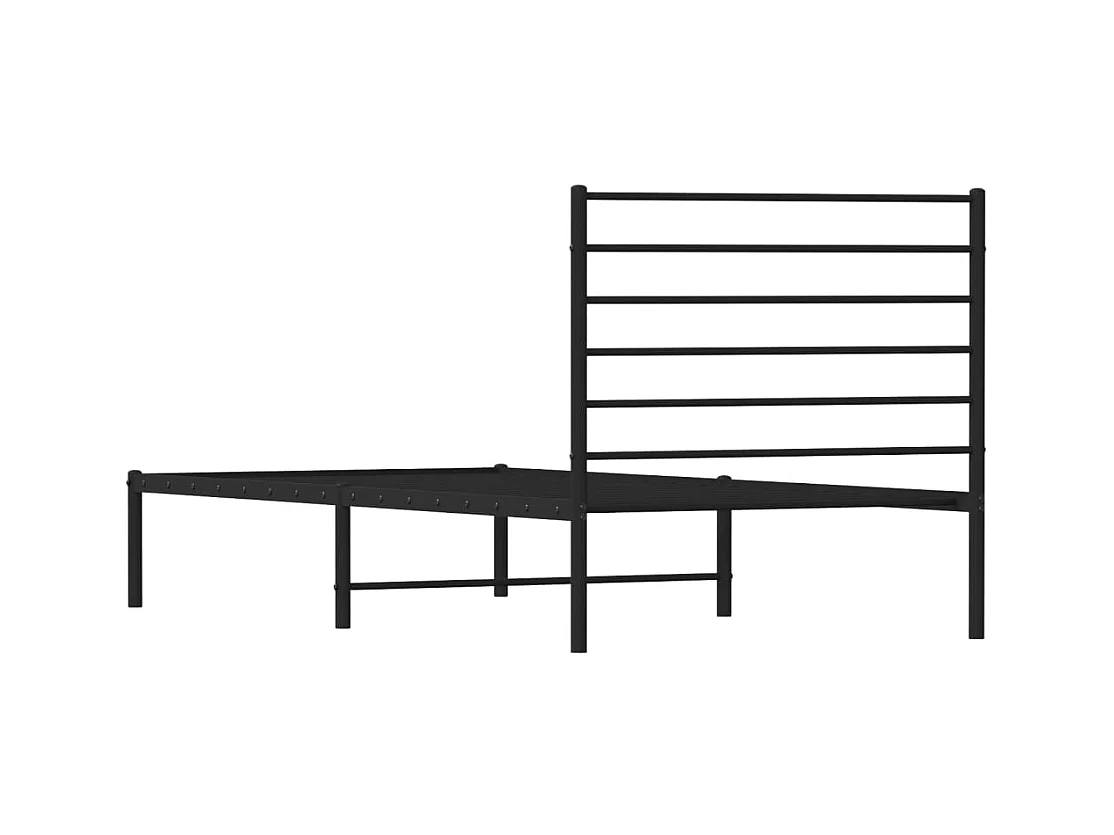 Cadre de lit métal avec tête de lit noir 107x203