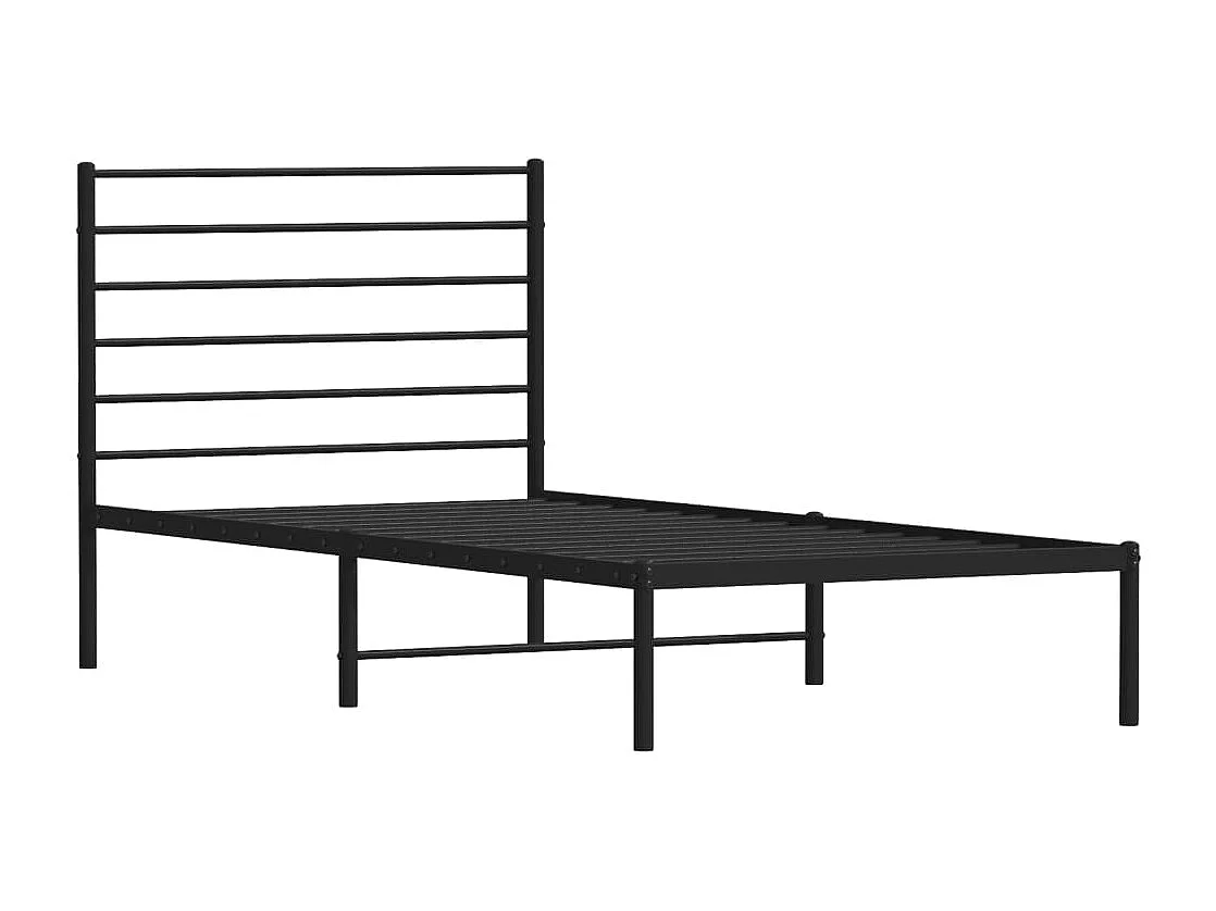 Cadre de lit métal avec tête de lit noir 107x203