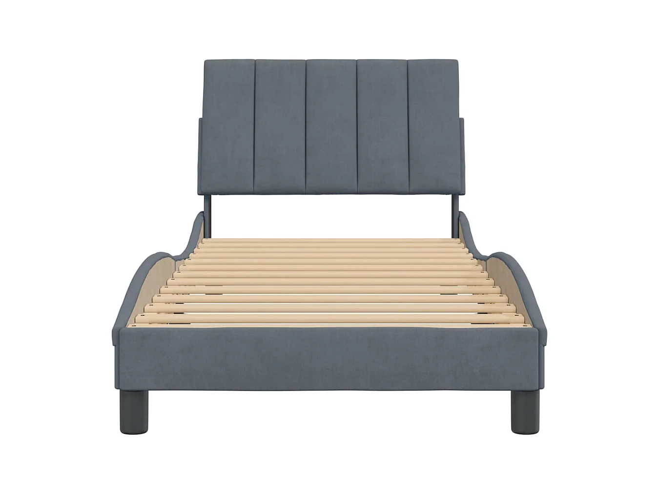Cadre de lit avec tête de lit Gris foncé 90x200 Velours