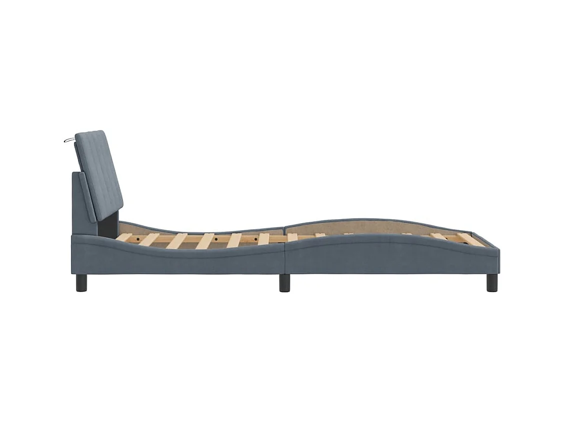 Cadre de lit avec tête de lit Gris foncé 90x200 Velours
