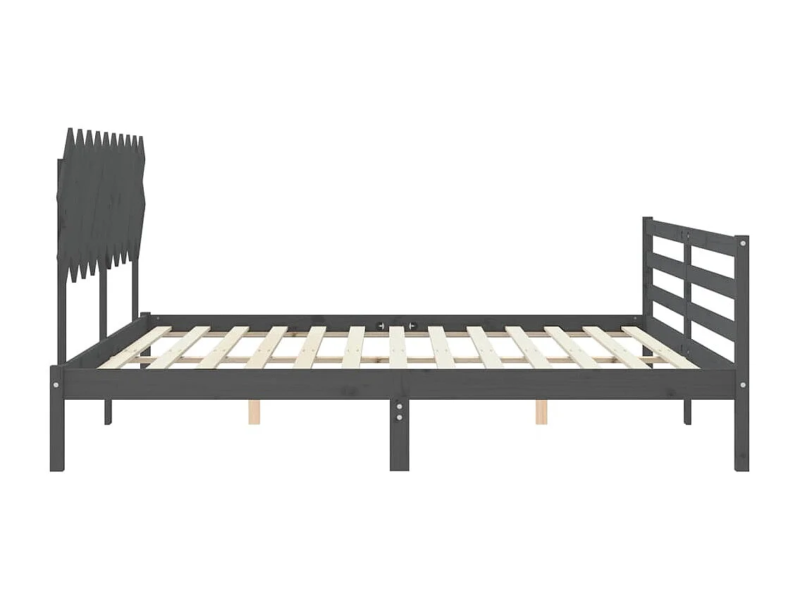 Cadre de lit avec tête de lit gris 200x200 bois massif
