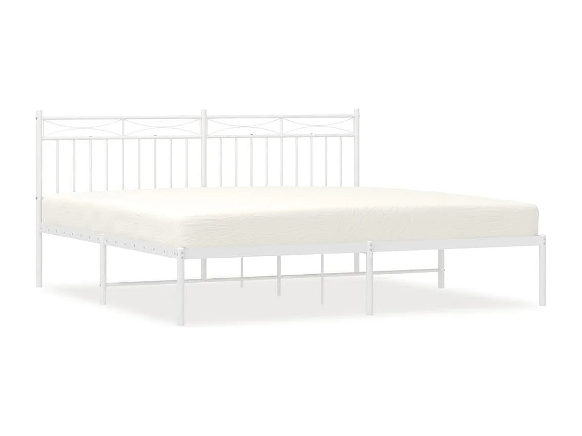 Cadre de lit métal avec tête de lit blanc 183x213