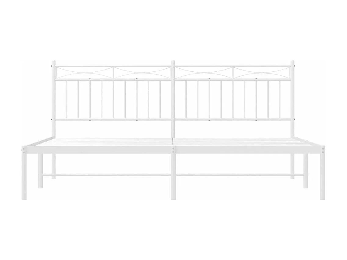 Cadre de lit métal avec tête de lit blanc 183x213