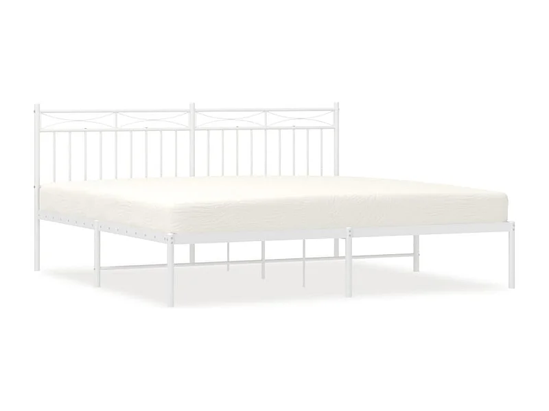 Cadre de lit métal avec tête de lit blanc 183x213