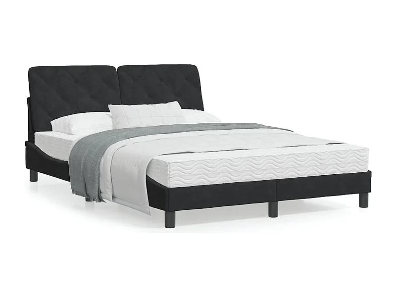 Lit avec matelas noir 120x200 velours