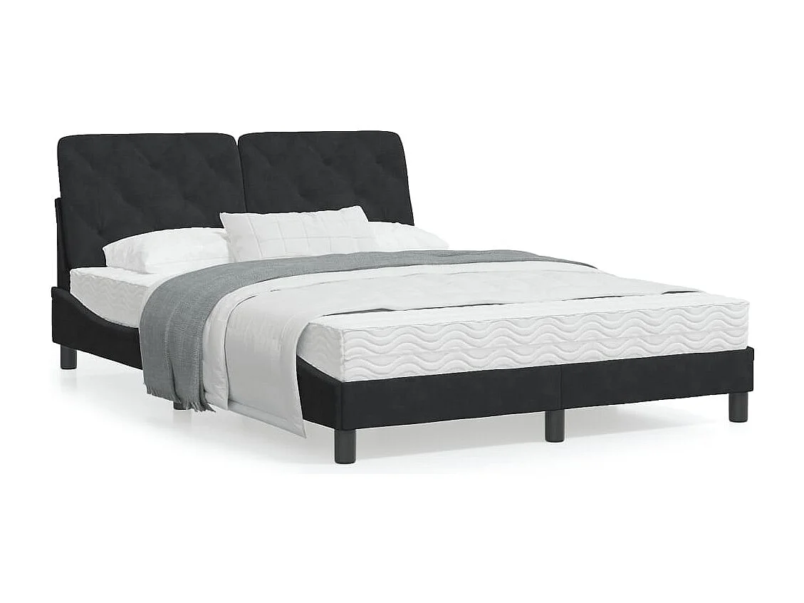 Lit avec matelas noir 120x200 velours
