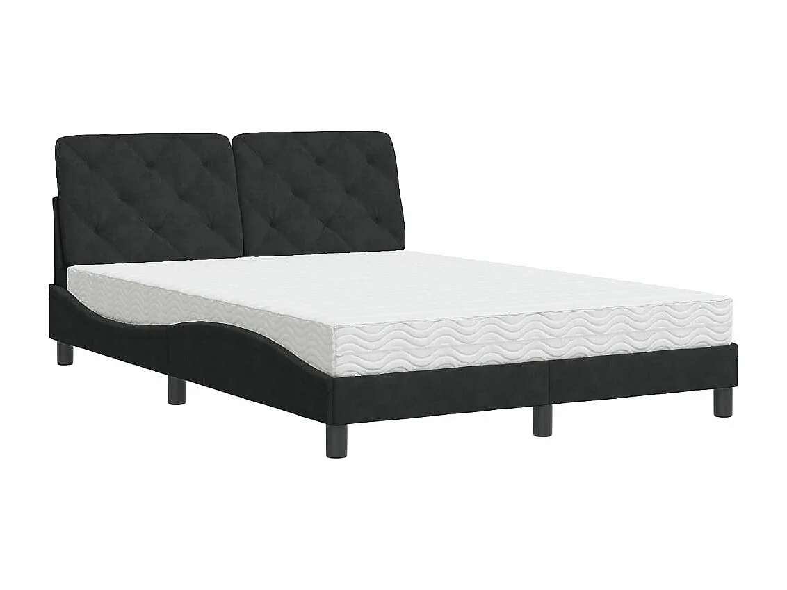 Lit avec matelas noir 120x200 velours