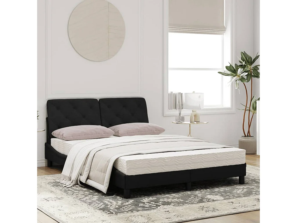 Lit avec matelas noir 120x200 velours