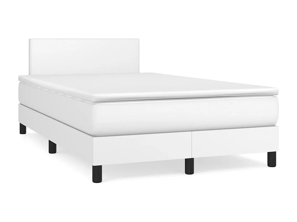 Sommier à lattes de lit matelas LED blanc 120x190 similicuir