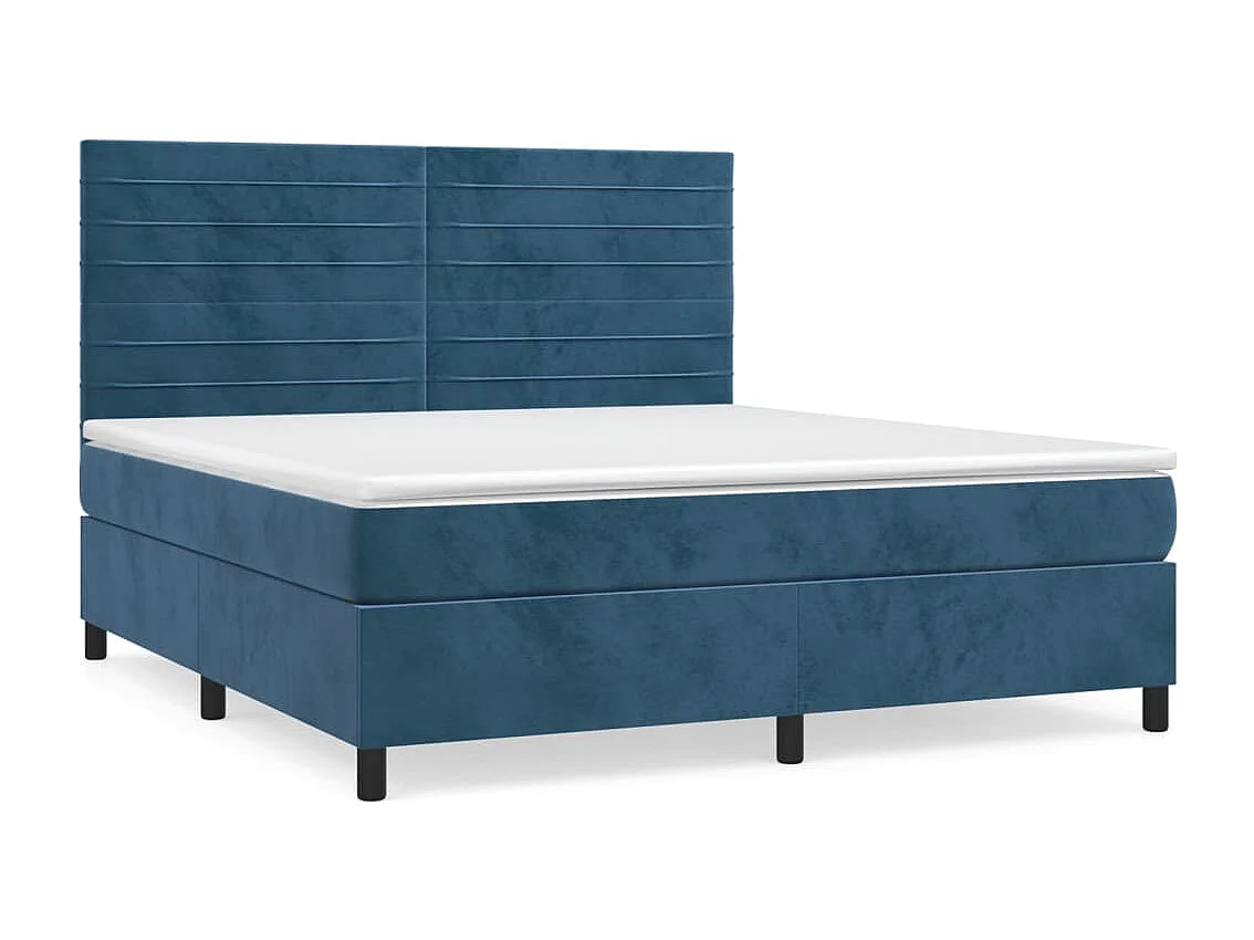 vidaXL Cama box spring con colchón terciopelo azul oscuro 180x200 cm