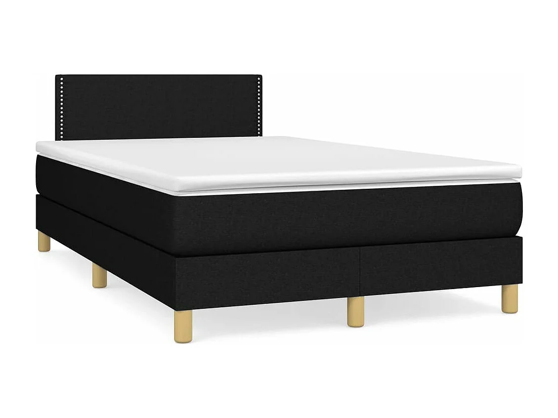 Sommier à lattes de lit avec matelas noir 120x190 tissu