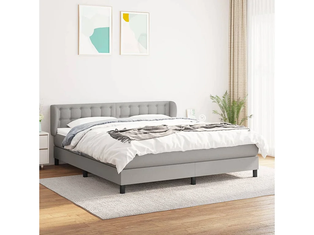 Sommier à lattes de lit avec matelas Gris clair 180x200 Tissu