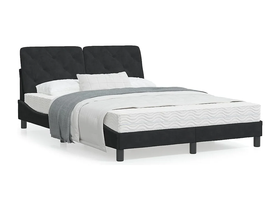Lit avec matelas noir 140x200 velours