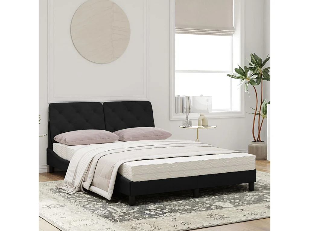 Lit avec matelas noir 140x200 velours