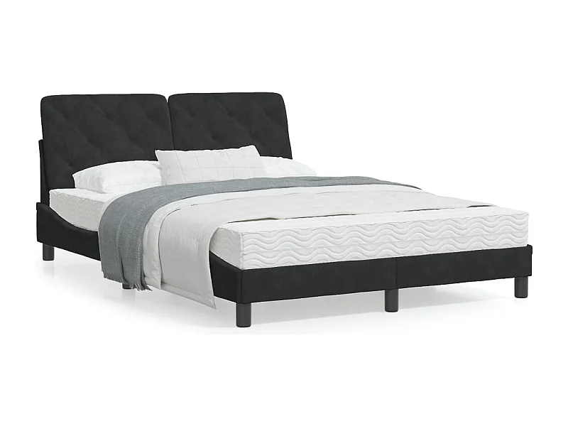Lit avec matelas noir 140x200 velours