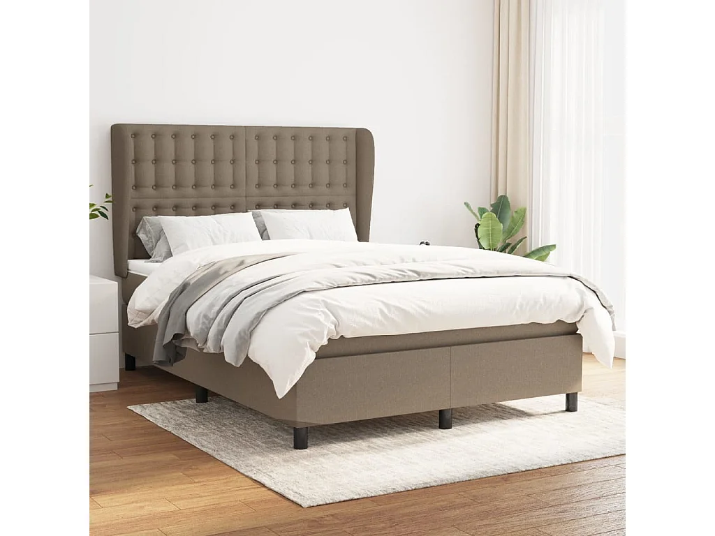 Sommier à lattes de lit avec matelas Taupe 140x200 Tissu
