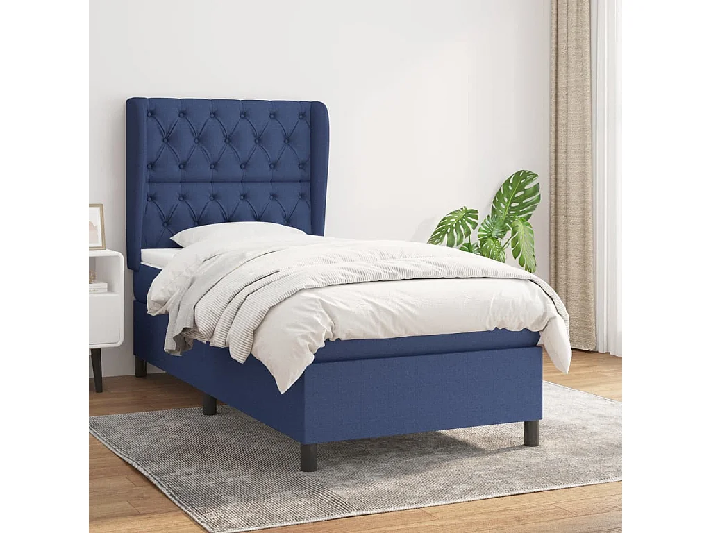 Sommier à lattes de lit avec matelas Bleu 80x200 Tissu