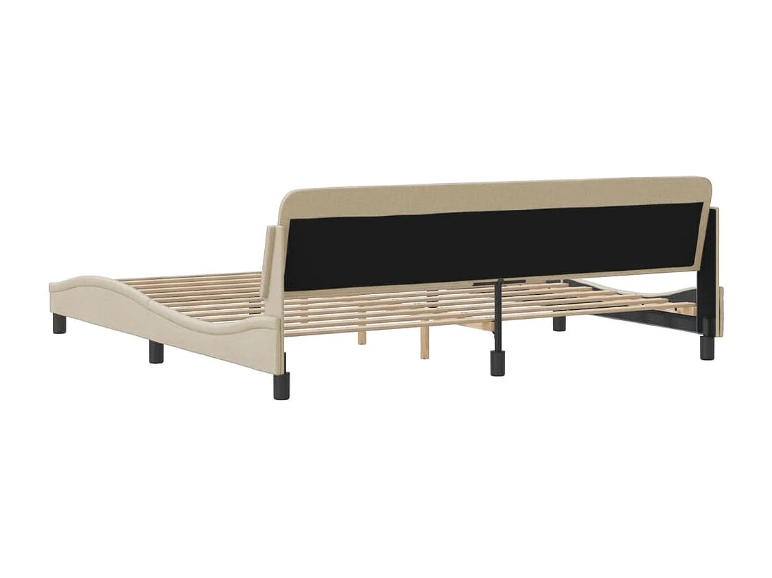 Cadre de lit avec tête de lit Crème 200x200 Tissu