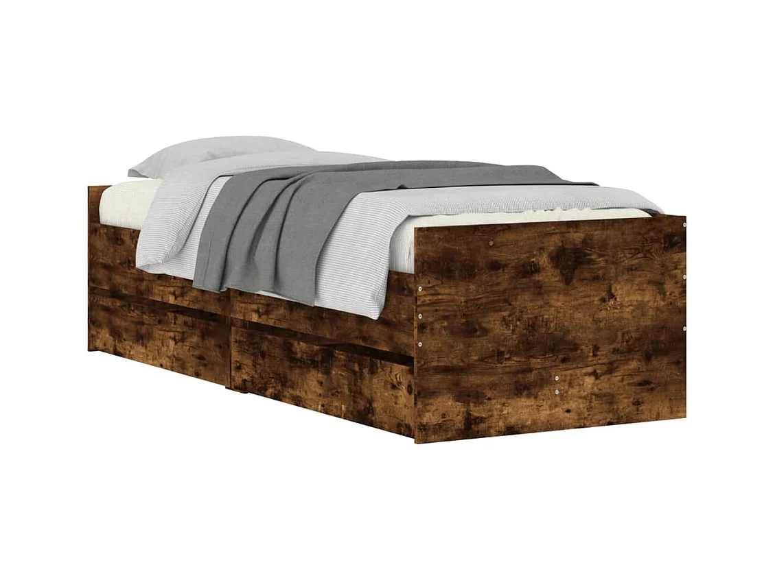 Bedframe met lades gerookt eikenkleurig 75x190 cm Small Single