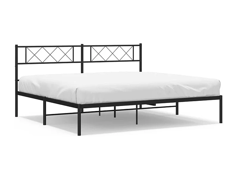 Cadre de lit métal avec tête de lit noir 183x213