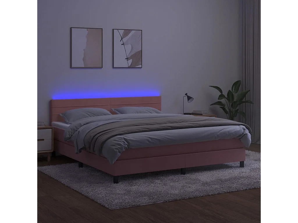 Sommier à lattes de lit avec matelas et LED Rose 180x200