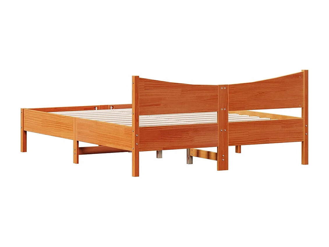 Cadre de lit et tête de lit marron 160x200 bois de pin