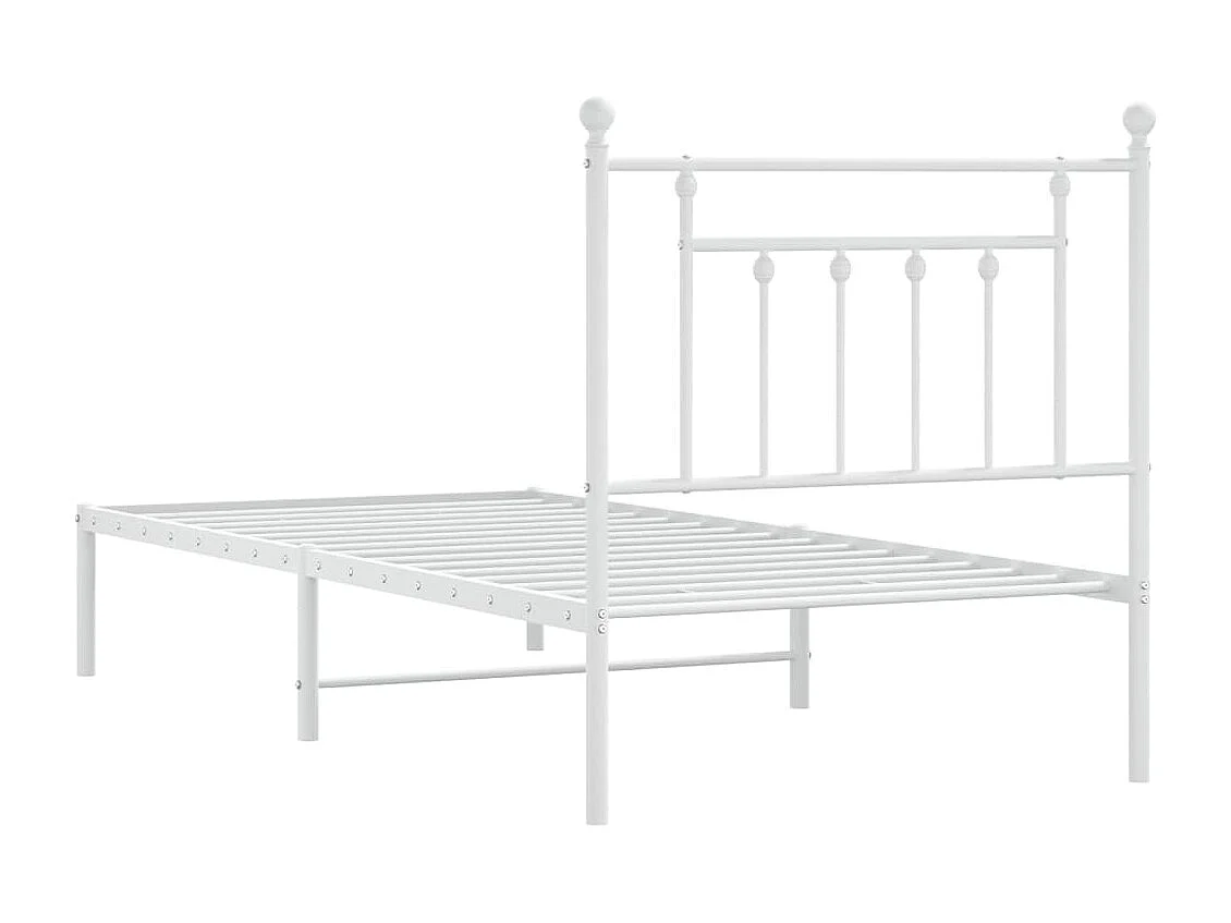 Cadre de lit métal avec tête de lit blanc 80x200