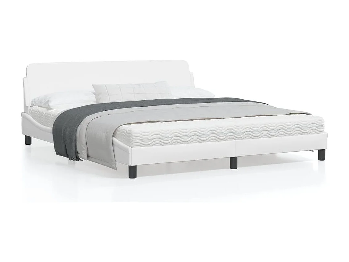 Cadre de lit avec tête de lit Blanc 180x200 Similicuir