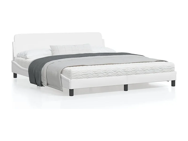 Cadre de lit avec tête de lit Blanc 180x200 Similicuir