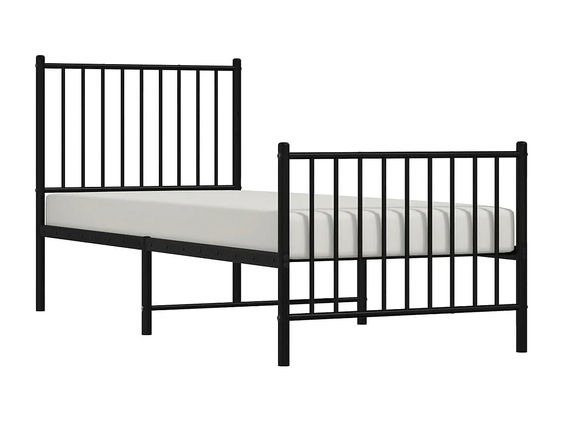 Cadre de lit métal avec tête de lit-pied de lit noir 75x190