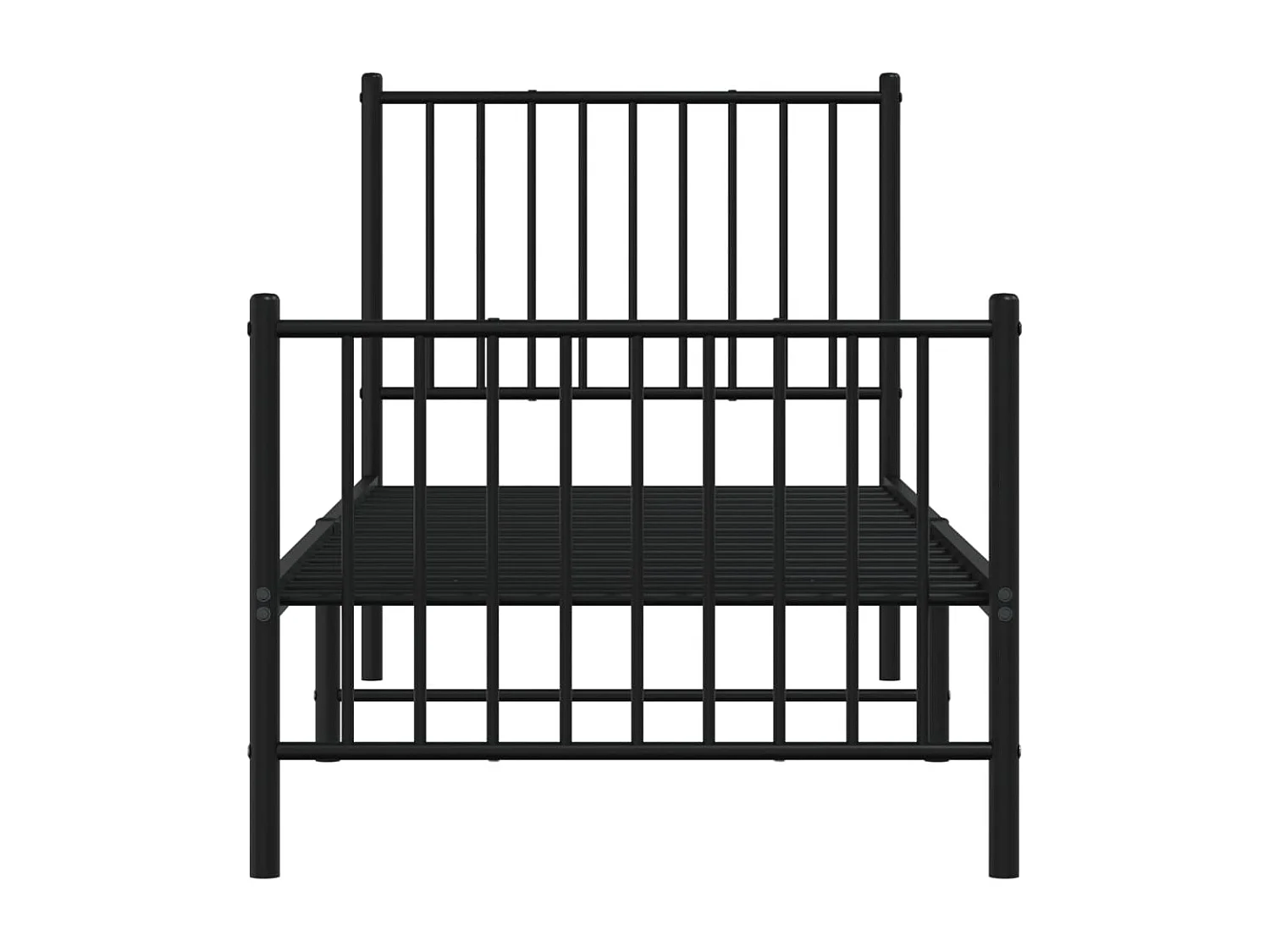 Cadre de lit métal avec tête de lit-pied de lit noir 75x190