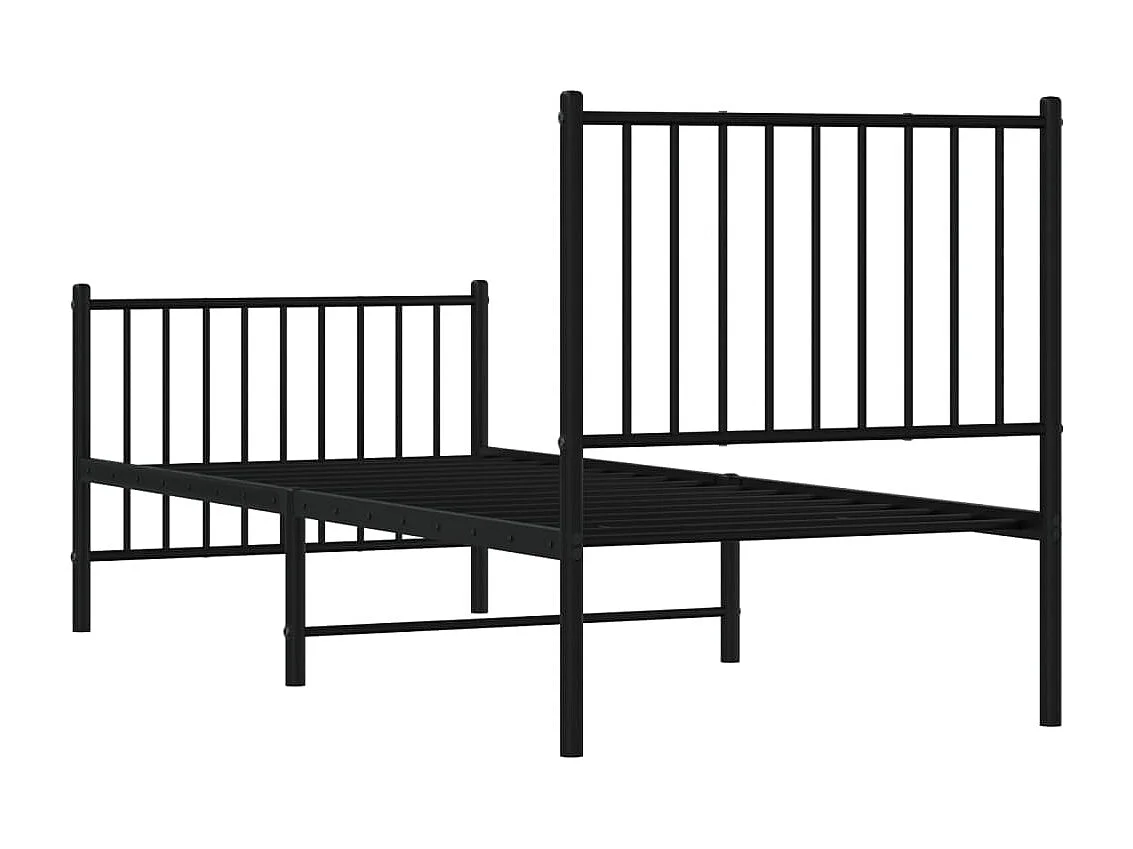 Cadre de lit métal avec tête de lit-pied de lit noir 75x190