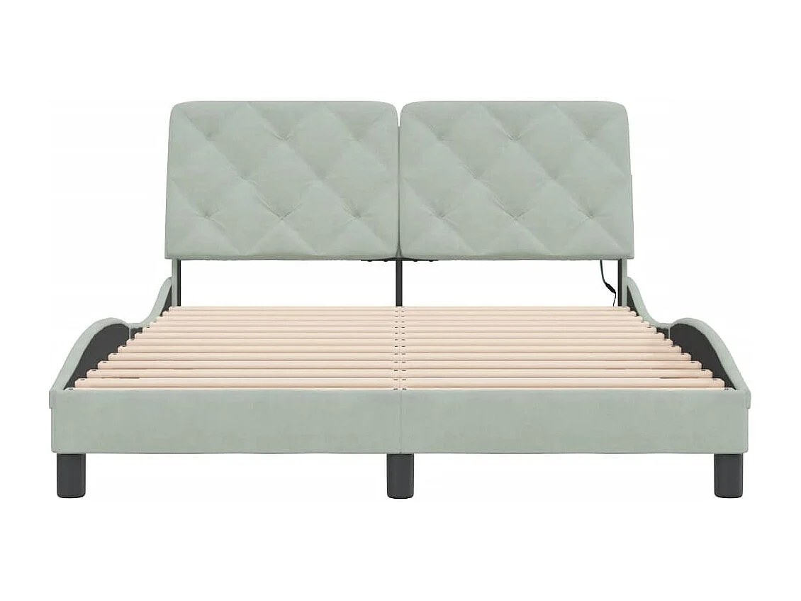 Cadre de lit avec lumières LED gris clair 120x200 velours