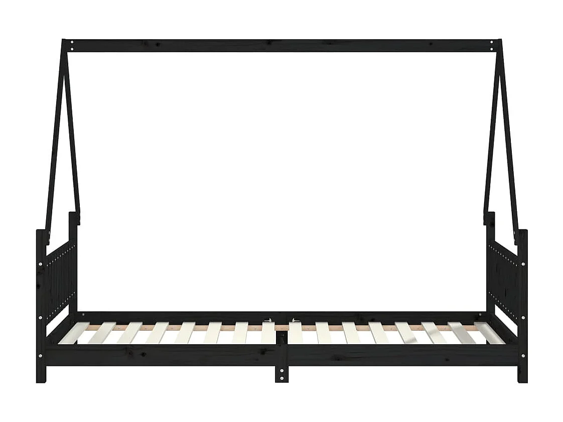Cadre de lit pour enfants noir 90x200 bois de pin massif