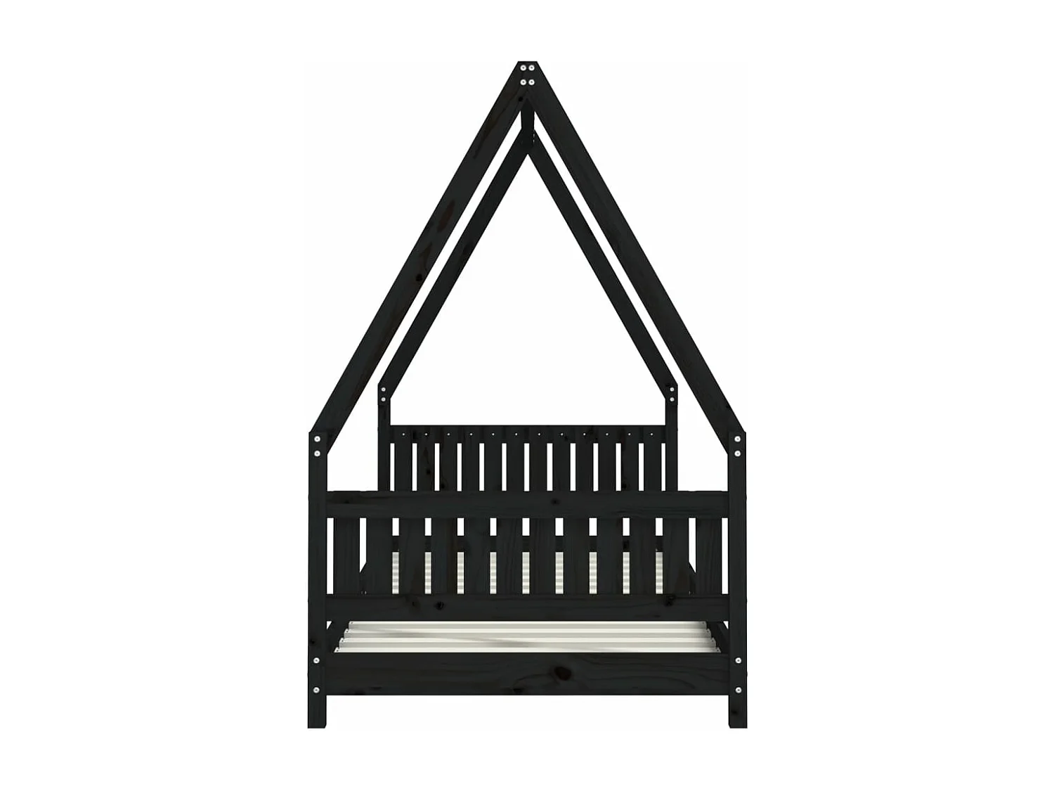 Cadre de lit pour enfants noir 90x200 bois de pin massif