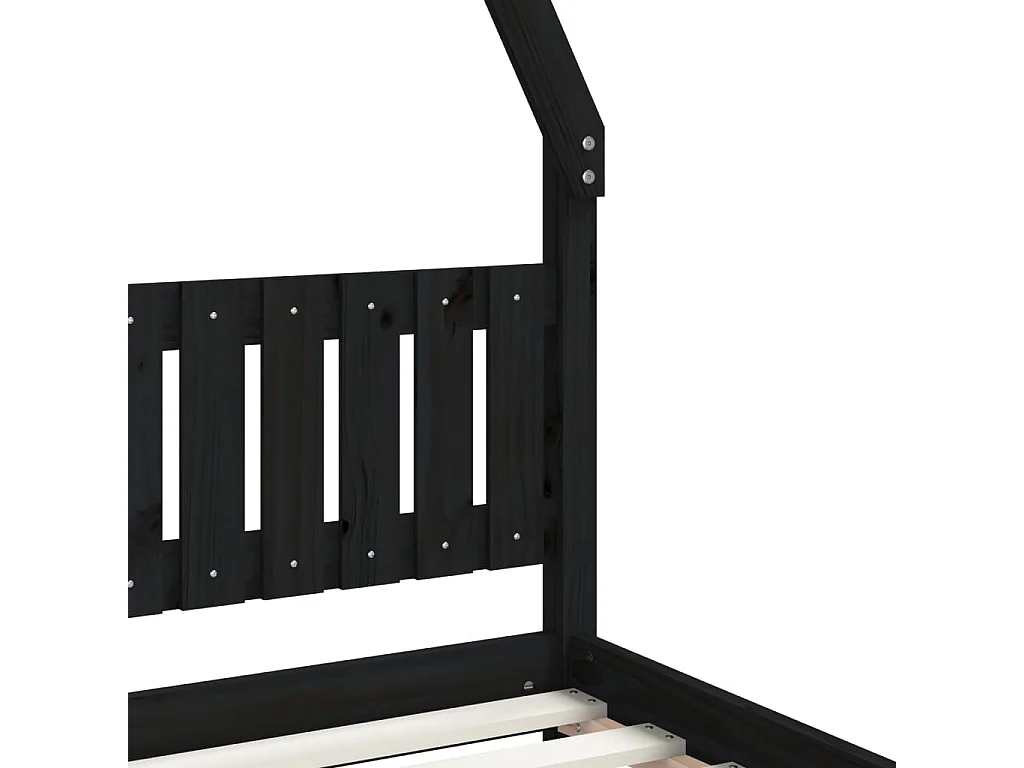 Cadre de lit pour enfants noir 90x200 bois de pin massif