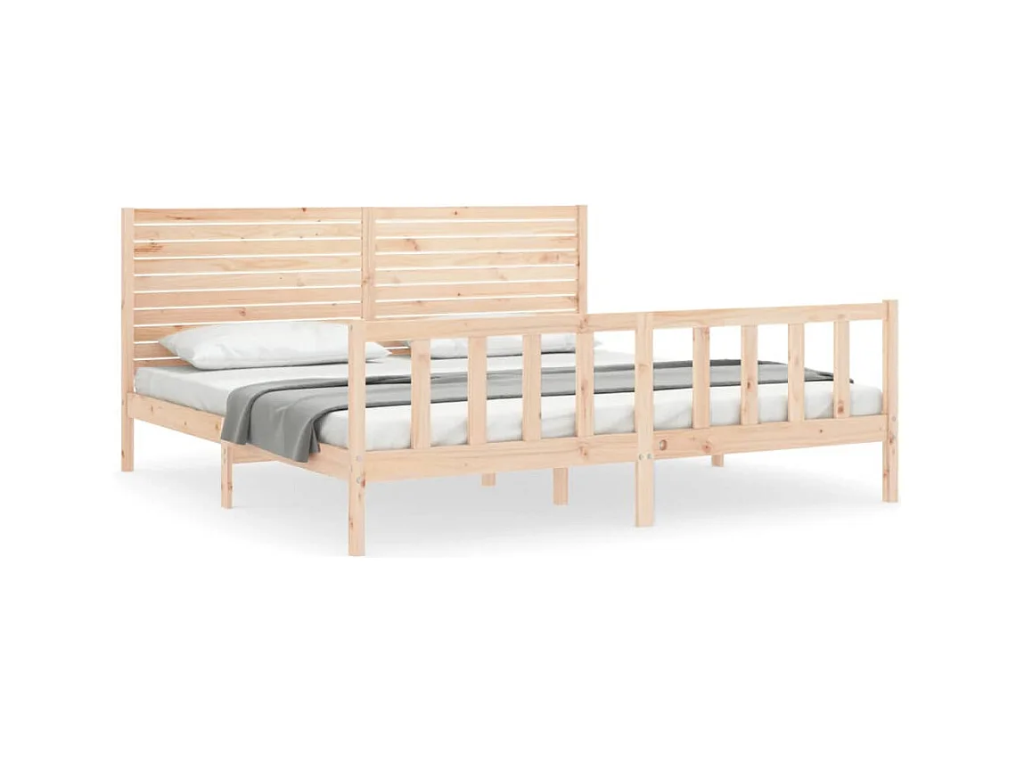 Cadre de lit avec tête de lit 200x200 bois massif