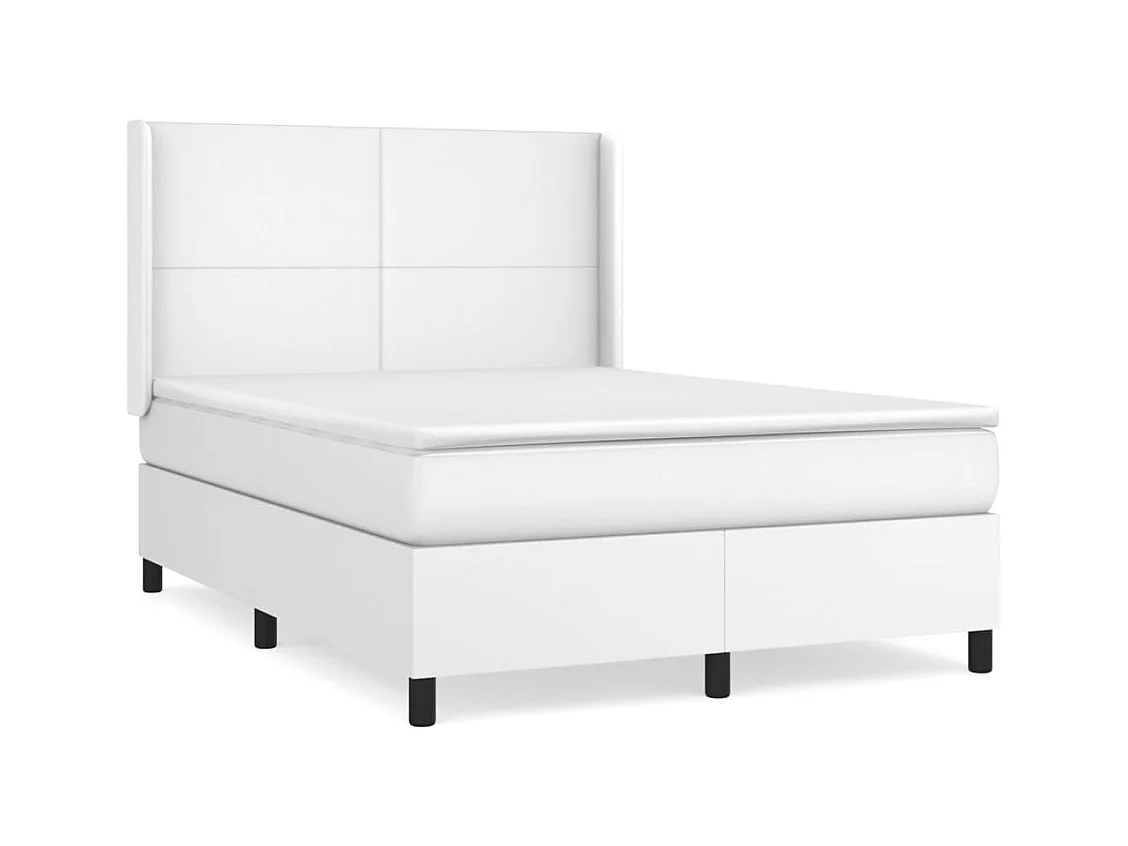 Sommier à lattes de lit avec matelas Blanc 140x190 Similicuir